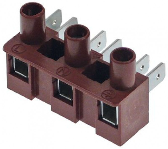 Клемма питания присоединение плоский штекер 6,3 мм 3-полярн. терм.стой-сть 150°C макс. 450В макс. 25А