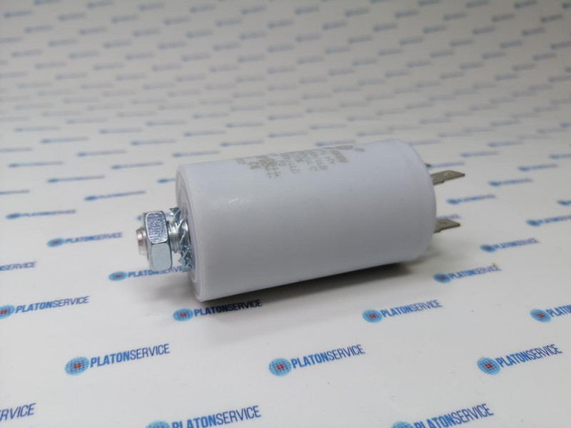 Конденсатор рабочий 25мкФ 400В пластмасса M8 присоединение плоский штекер 6,3 мм ø 365мм Д 70мм