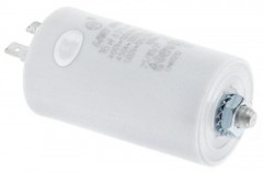 Конденсатор рабочий 425В пластмасса M8 присоединение плоский штекер 6,3 мм ø 35мм Д 73мм