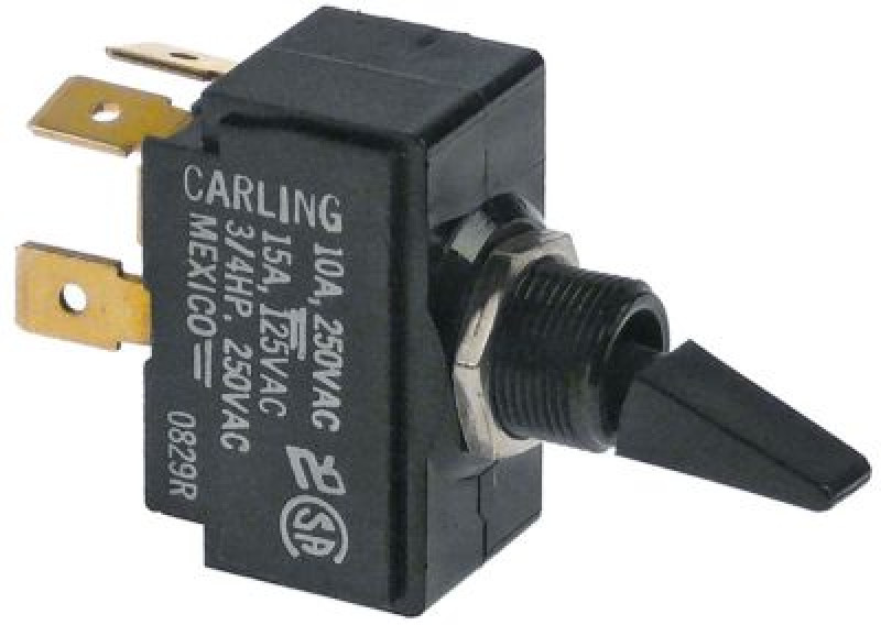 Переключатель рычажный 250В 2NO 10А резьба M12 нажим. ON-OFF плоский штекер 6,3 мм