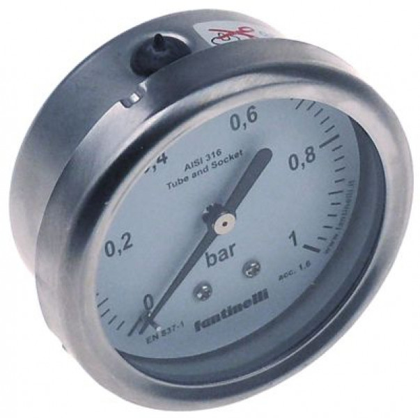 Манометр присоединение сзади резьба 1/4" ø 61мм диапазон давления 0 до 1бар