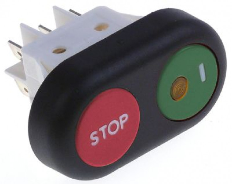 Выключатель кнопочный монтажные размеры 30x22 мм красн./зелён. 2CO 250В