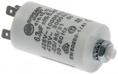 Конденсатор рабочий 450В пластмасса присоединение плоский штекер 6,3 мм ø 32мм Д 55мм
