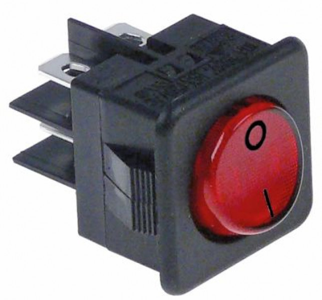 Выключатель балансирный монтажные размеры 25,5x25 мм красн. 2NO 250В