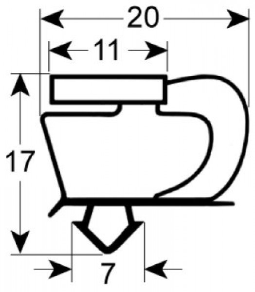 Уплотнитель изоляционный профиль 9052 Ш 410мм Д 770мм посадочный размер