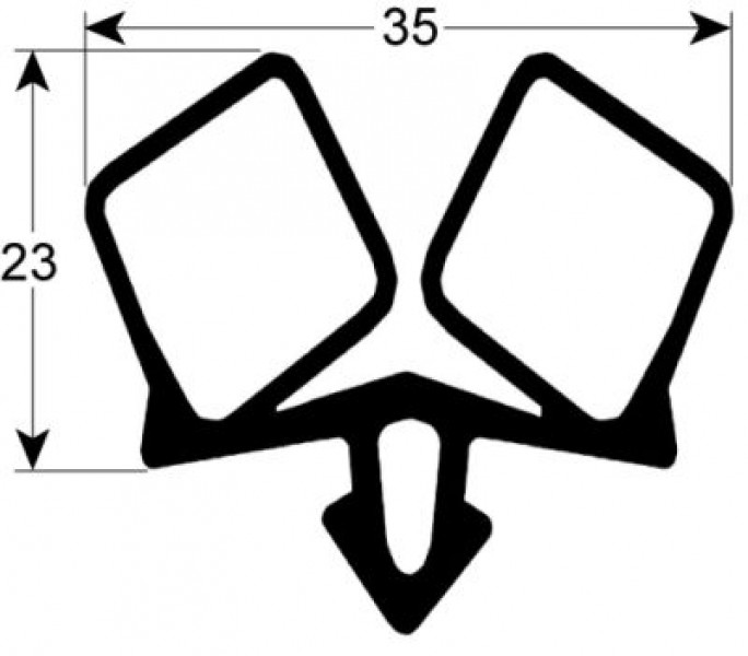 Уплотнитель для холодильной камеры профиль 9936 чёрн. Кол-во в уп-вке товар, продаваемый на метры