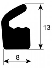 Уплотнитель для крышки силикон В 13мм Ш 8мм Кол-во в уп-вке 12м