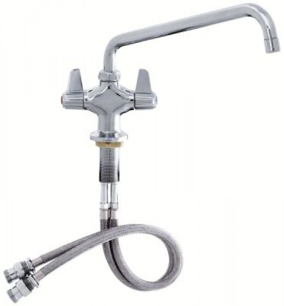 Кран-смеситель моноблочный арматура одно отверстие верхняя керамическая часть длина слива 308мм