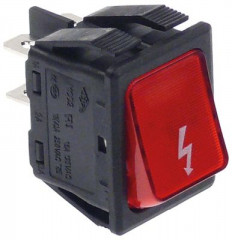 Выключатель балансирный монтажные размеры 30x22 мм красн. 2NO 250В