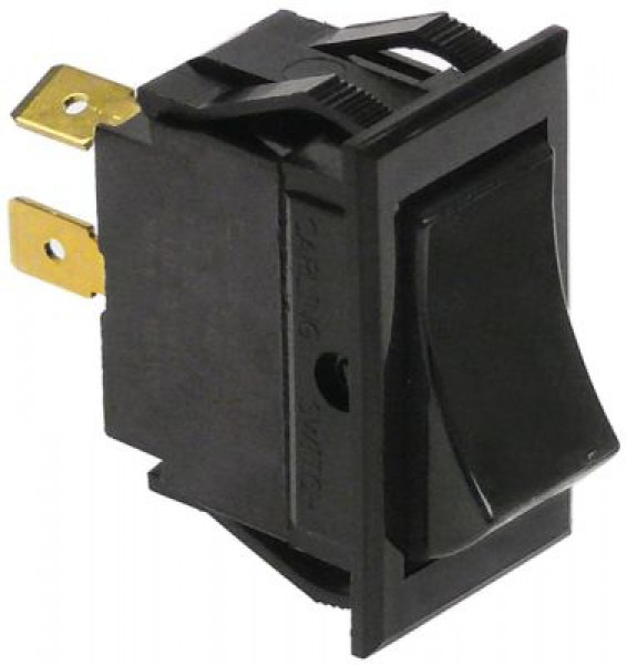 Выключатель балансирный монтажные размеры 37x21 мм чёрн. 1NO 250В присоединение плоский штекер 6,3 мм