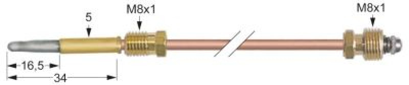Термоэлемент M8x1 Д 320мм плоский штекер ø5,0 мм