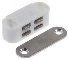 Магнит дверной резьба  - В 15мм Д 35мм Ш 12мм шаг крепления 26мм