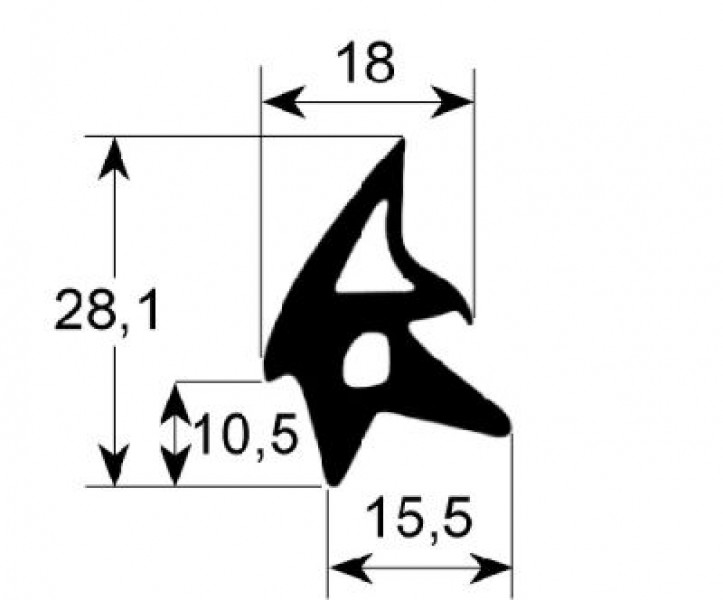 Уплотнитель дверной профиль 2470 Д 2850мм Кол-во в уп-вке 1