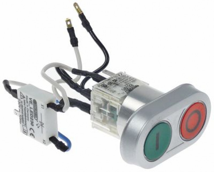 Выключатель нажимной кнопочный монтажные размеры ø22 мм красн./зелён.