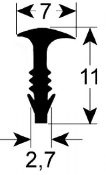 Уплотнитель дверной профиль 2980 Кол-во в уп-вке товар, продаваемый по метрам