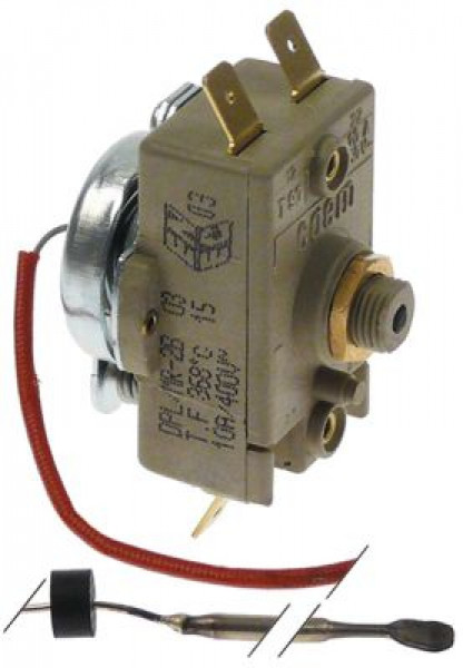 Термостат защитный темп. выкл. 368°C 2-полярн. 10А ø датчик 3мм Д датчик 140мм