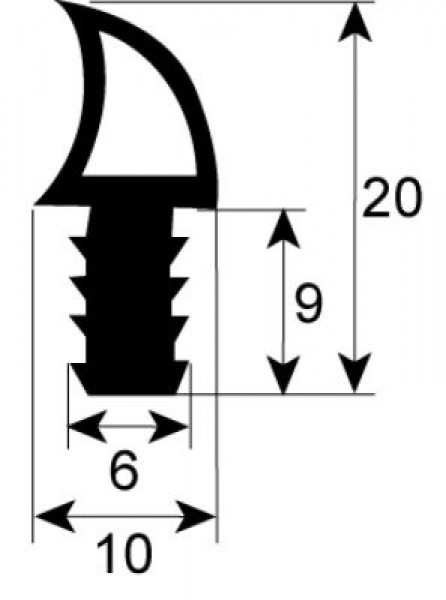 Уплотнитель дверной профиль 2741 Кол-во в уп-вке товар, продаваемый по метрам