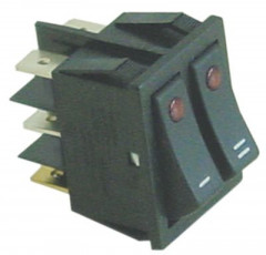 Выключатель балансирный монтажные размеры 30x22 мм красн./красн. 1NO/1NO 250В