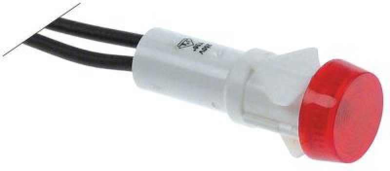 Лампочка сигнальная ø 12мм 250В красн. длина провода 250мм терм.стой-сть 90°C