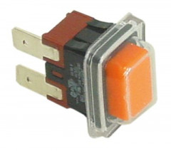 Выключатель нажимной кнопочный монтажные размеры 19x13 мм оранжев. 1NO 250В