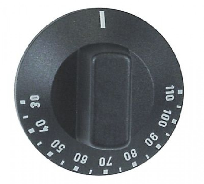 Рукоятка регулировочная термостат темп. макс. 110°C ø 50мм ø ось 6x4,6мм срез слева