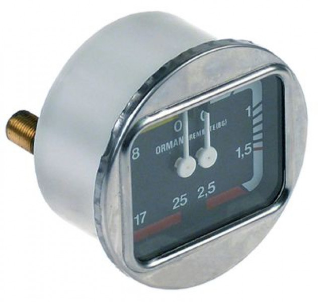Манометр присоединение сзади резьба 1/8" ø 63мм двойная шкала диапазон давления 0-2,5 / 0-25бар
