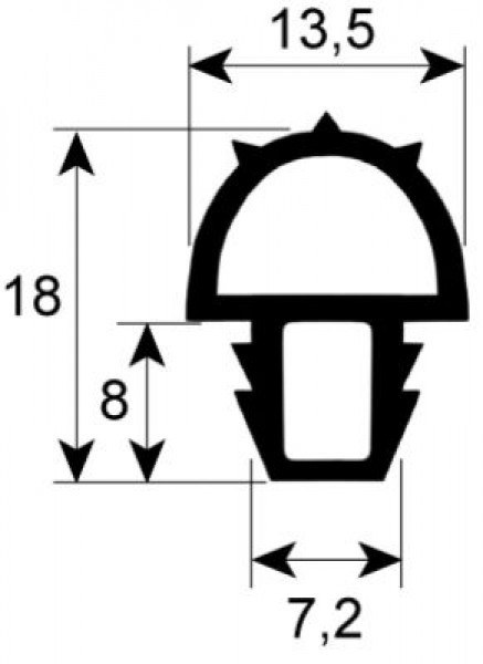 Уплотнитель дверной профиль 2045 Кол-во в уп-вке товар, продаваемый по метрам