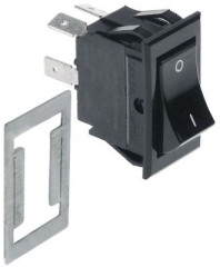 Выключатель балансирный монтажные размеры 37x21 мм чёрн. 2NO 250В присоединение плоский штекер 6,3 мм