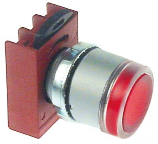 Выключатель нажимной кнопочный красн. освещён. монтажные размеры ø22 мм