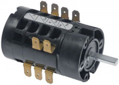 Выключатель поворотный 12А ø ось 6x4,6мм длина оси 21мм присоединение плоский штекер 6,3 мм