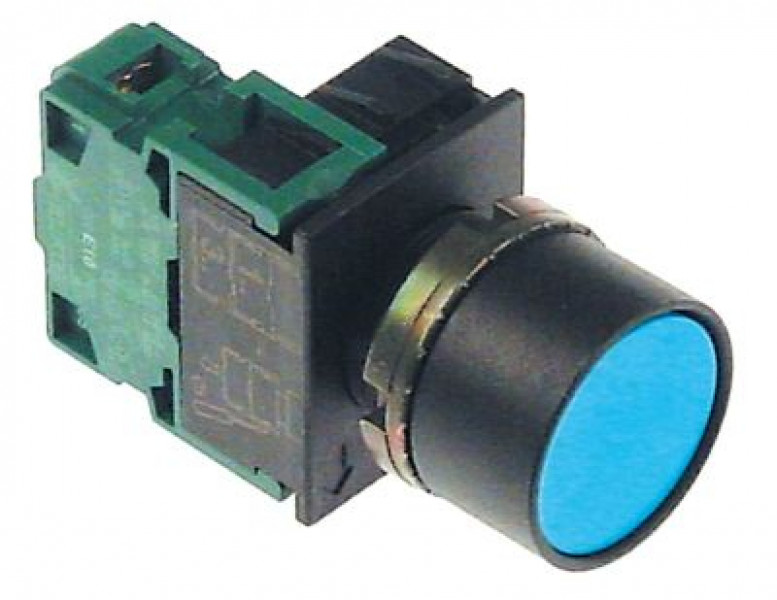 Выключатель кнопочный монтажные размеры ø22 мм голуб. 1NO 240В  - 3А кругл.  -  -