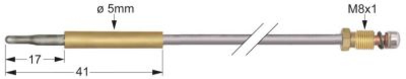 Термоэлемент M8x1 Д 450мм плоский штекер ø5,0 мм никелеровонн.