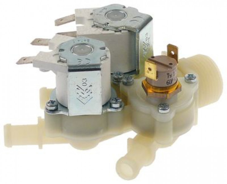 Клапан электромагнитный тройн. прямой пластмасса темп. макс. 60°C вход 3/4" 24В TP выход C 12л/мин
