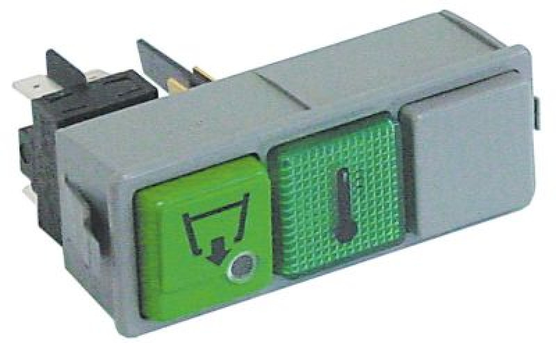 Комплект кнопок монтажные размеры 28,5x77,5 мм зелён. 2NO/лампа  250В