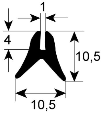 Уплотнитель для стекла профиль 1615 Д 1830мм монтаж. поз-ция  - Кол-во в уп-вке 1