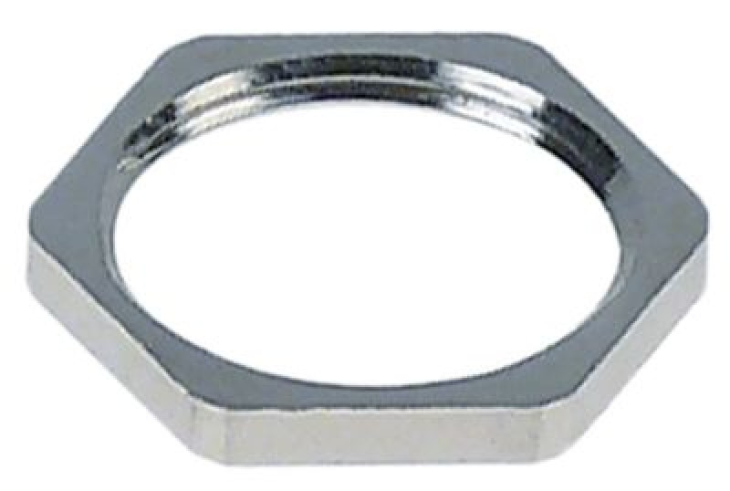 Гайка резьба PG16 никелированная латунь В 3мм ширина зева ключа 26 кол-во в уп-вке 1штук