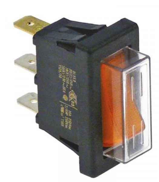 Выключатель балансирный монтажные размеры 30x11 мм оранжев. 1NO/лампа 250В