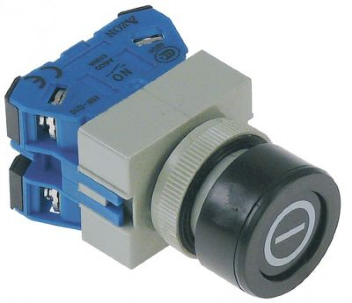 Выключатель кнопочный чёрн. 2NO 10А монтажные размеры ø22 мм