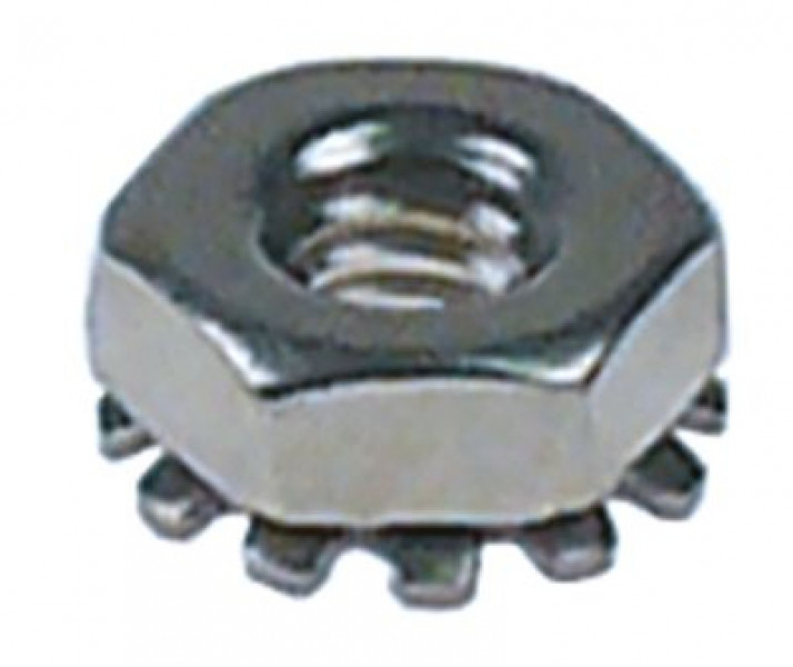 Гайка резьба 8/32" UNC CNS В 4мм ширина зева ключа 9 с зубчатой шайбой