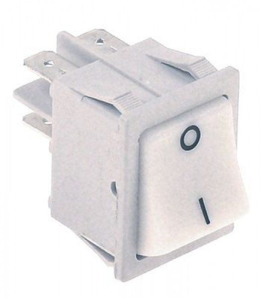 Выключатель балансирный монтажные размеры 30x22 мм бел. 2NO 250В присоединение плоский штекер 6,3 мм