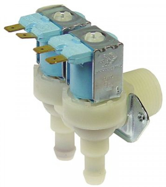 Клапан электромагнитный двойн. углов. выход 115мм пластмасса темп. макс. 90°C вход 3/4"