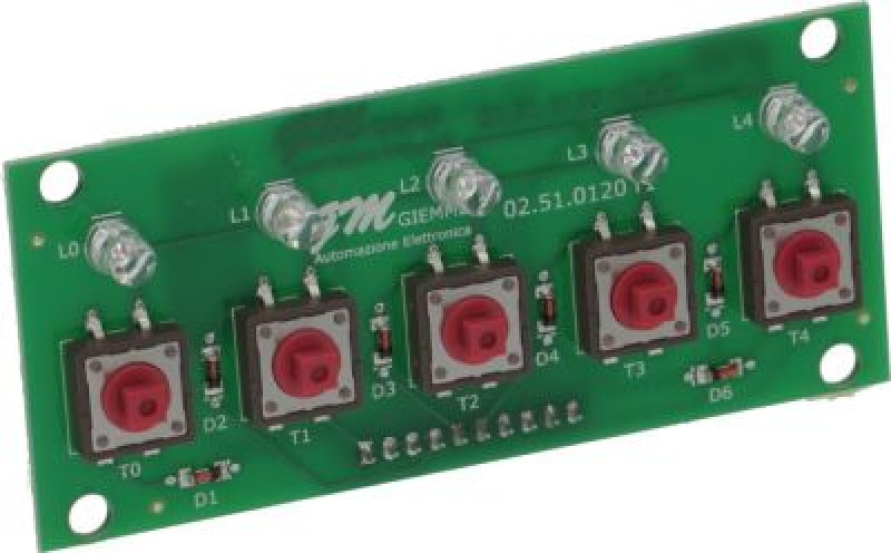 PUSH-BUTTON BOARD 5 BUTTONS dimensions 94x42 mm