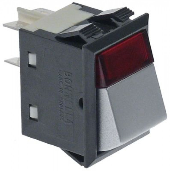 Выключатель балансирный монтажные размеры 34,5x23,5 мм серебрист./красн.