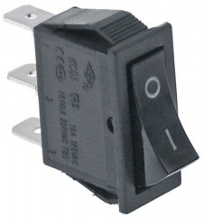 Выключатель балансирный монтажные размеры 30x11 мм чёрн. 1CO 250В присоединение плоский штекер 6,3 мм