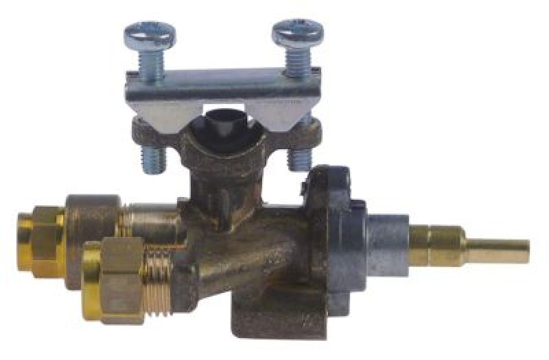 Кран газовый МЖ 0,45мм вход для газа фланец трубы выход для газа 1/4″ внешн. резьба (труба-ø 8 мм)