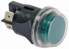 Выключатель нажимной кнопочный монтажные размеры ø25 мм зелён. 1NO/лампа 250В