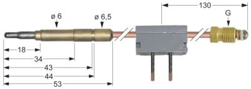 Термоэлемент M9x1 Д 600мм плоский штекер ø6,0 мм с прерывателем паечн. соединение