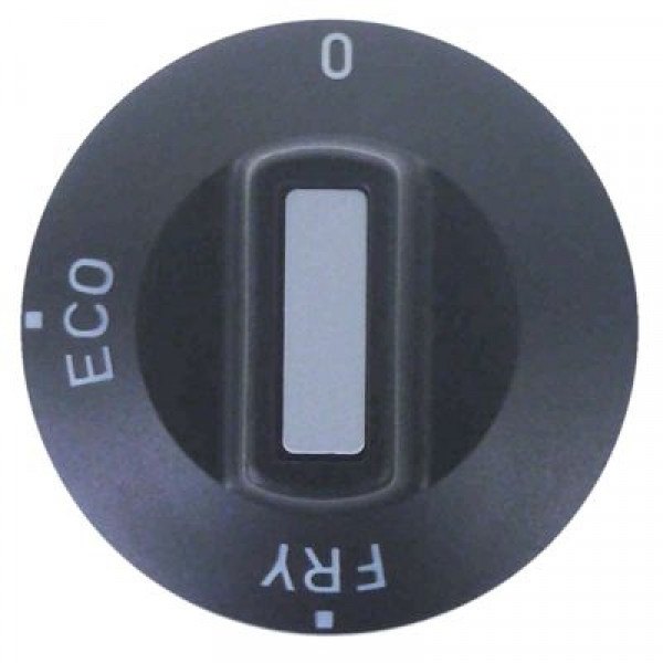 Рукоятка регулировочная 0-ECO-FRY  -°C ø 50мм ø ось 6x4,6мм срез сверху чёрн.