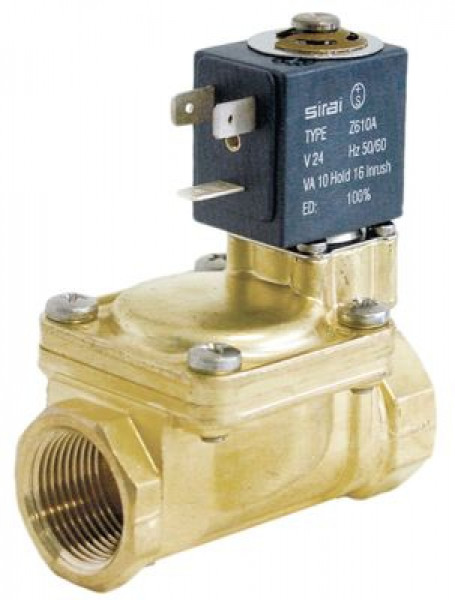 Клапан электромагнитный латунь DN 18мм Д 79мм вход 3/4" 2-ходов. 24 В перем. тока SIRAI
