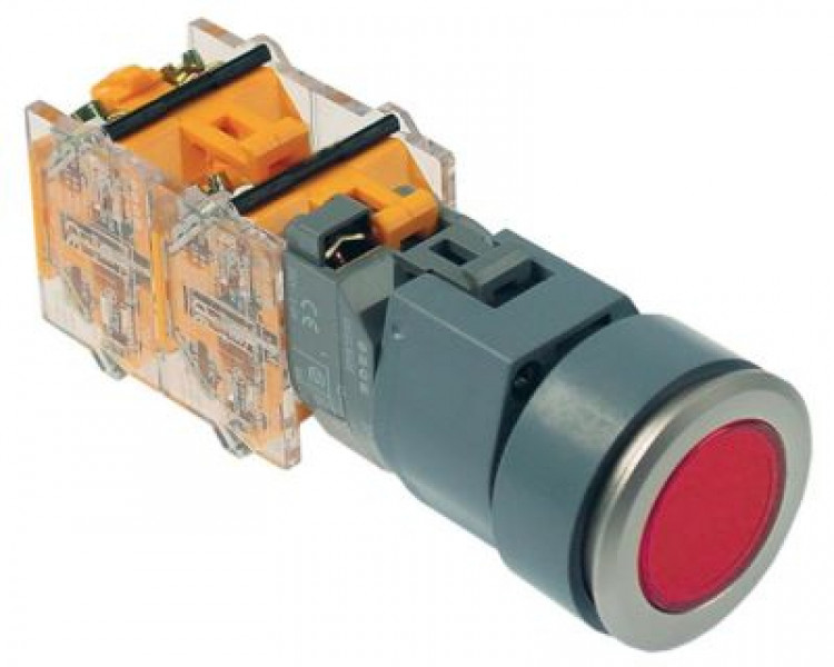 Выключатель кнопочный 660В красн. 1NO присоединение винтовое соединение освещён.  -